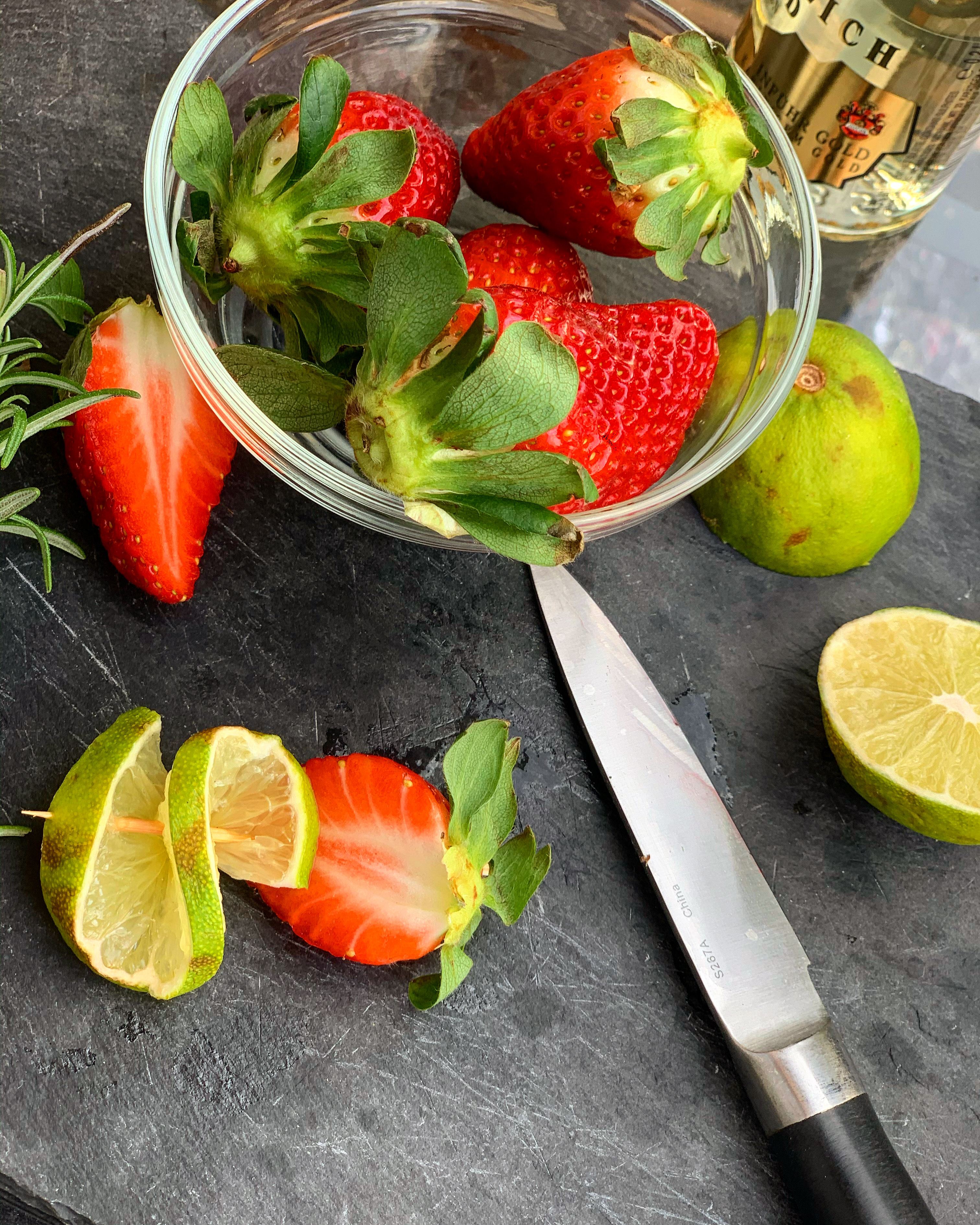 Thom's Quarantini, Erdbeeren