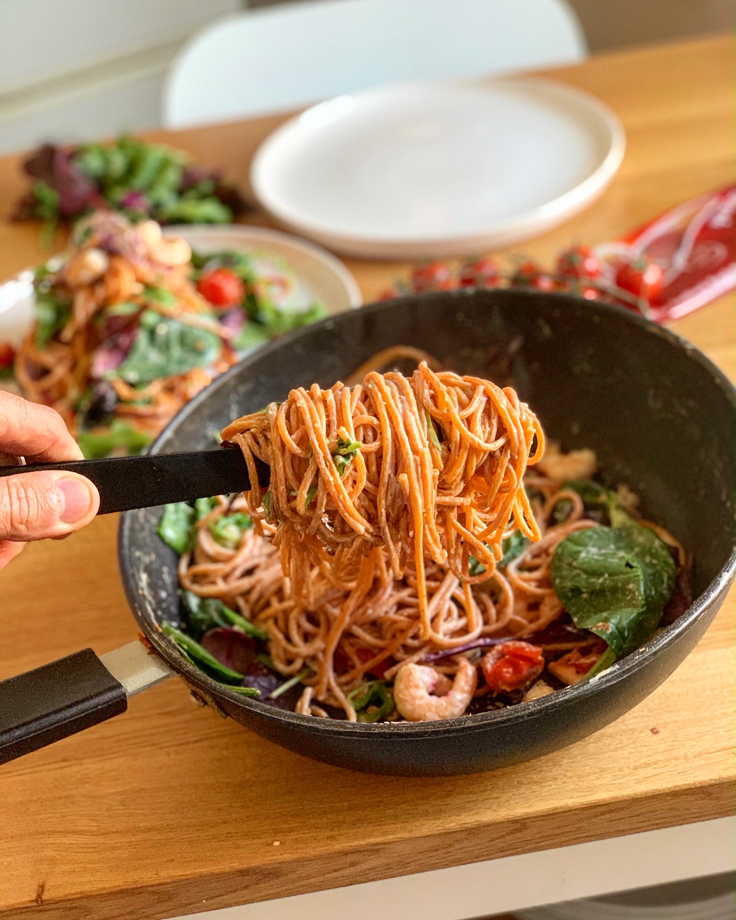 Chili Pasta mit Garnelen