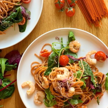 Chili Pasta mit Garnelen