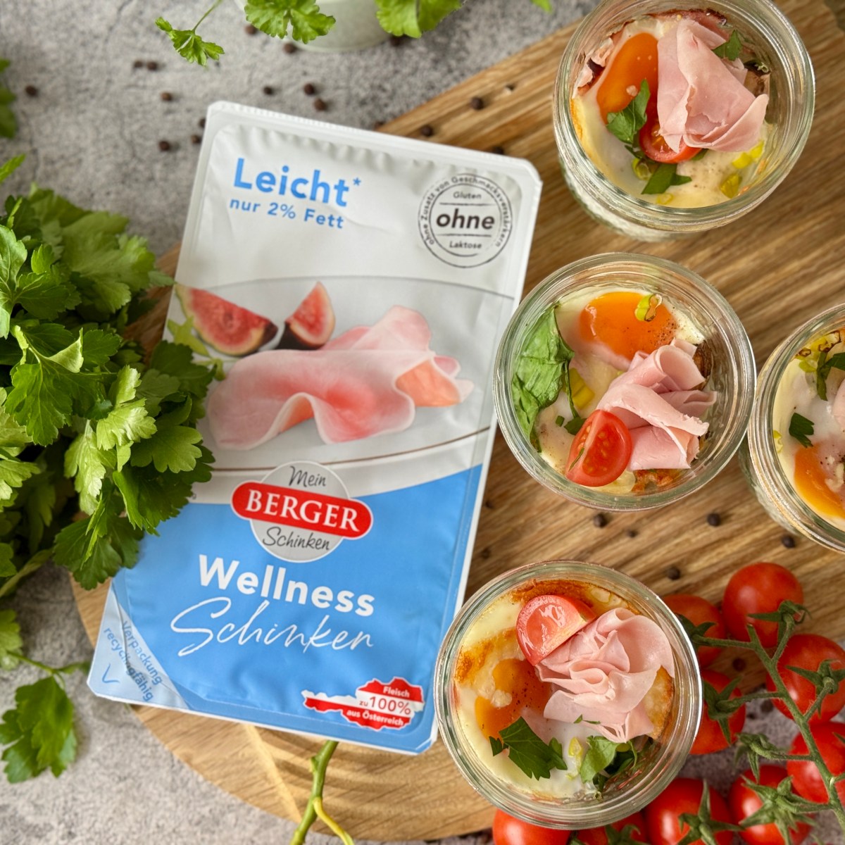 Morning Vibes – Eier im Glas aus dem Backrohr, mit Wellness&nbsp;Schinken